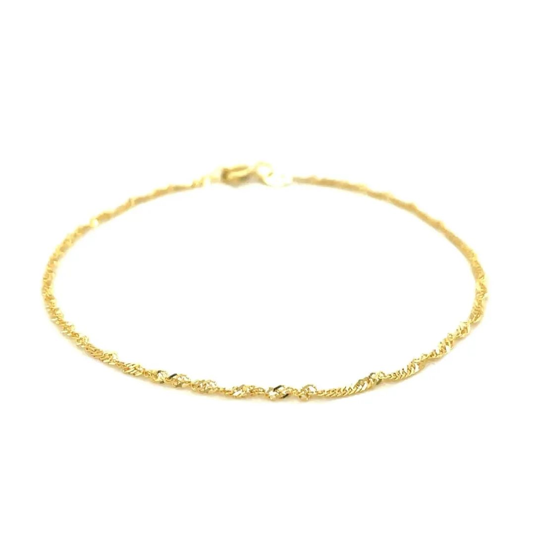 10k Yellow Gold Singapore Anklet 1.5mm