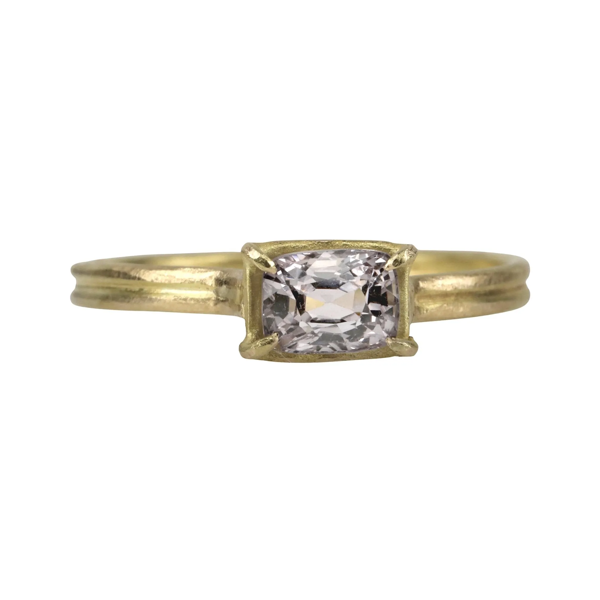 18 Karat Yellow Gold Prong Set Oval Spinel Mini Gem Ring