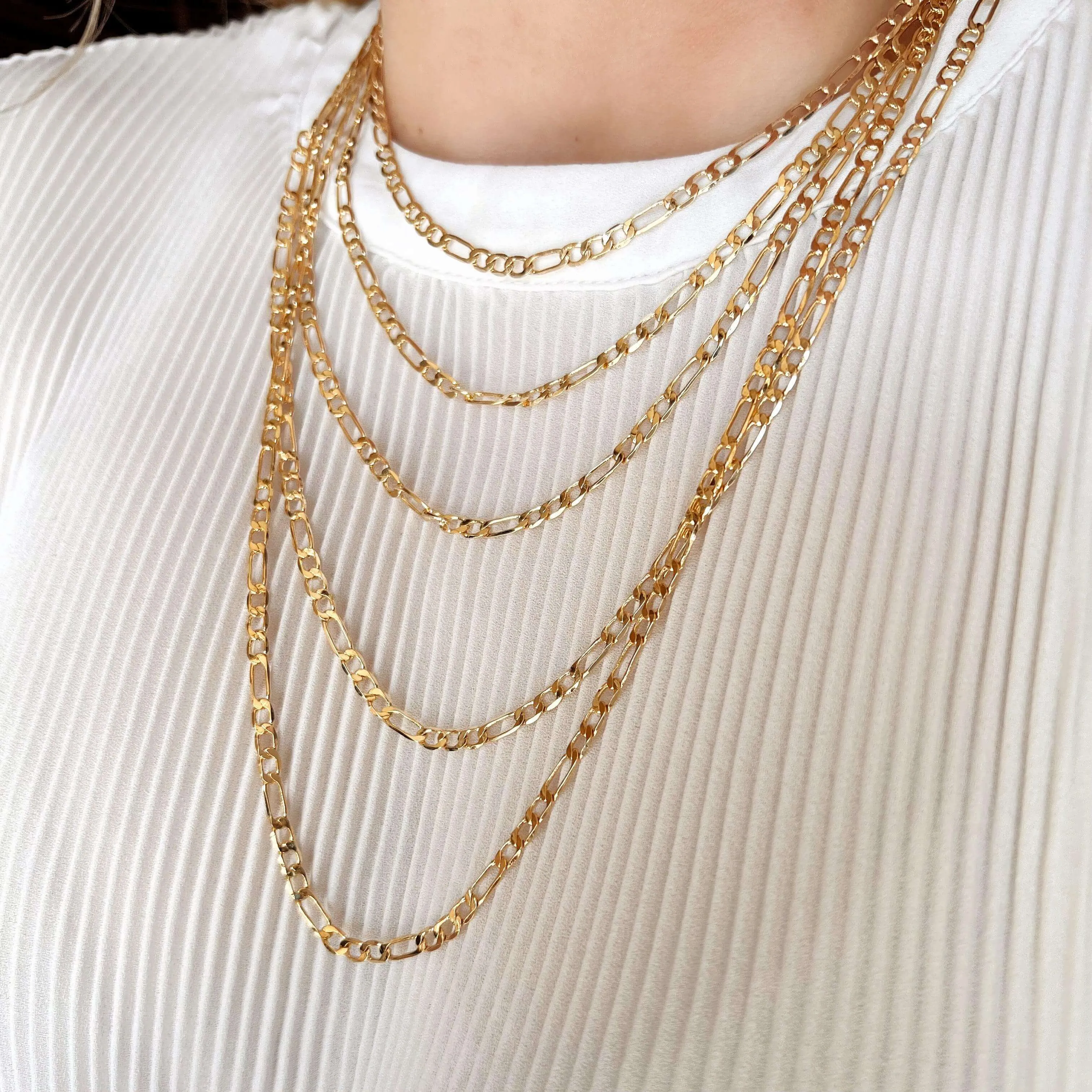 18k Gold Filled Classic Figaro Chain Necklace