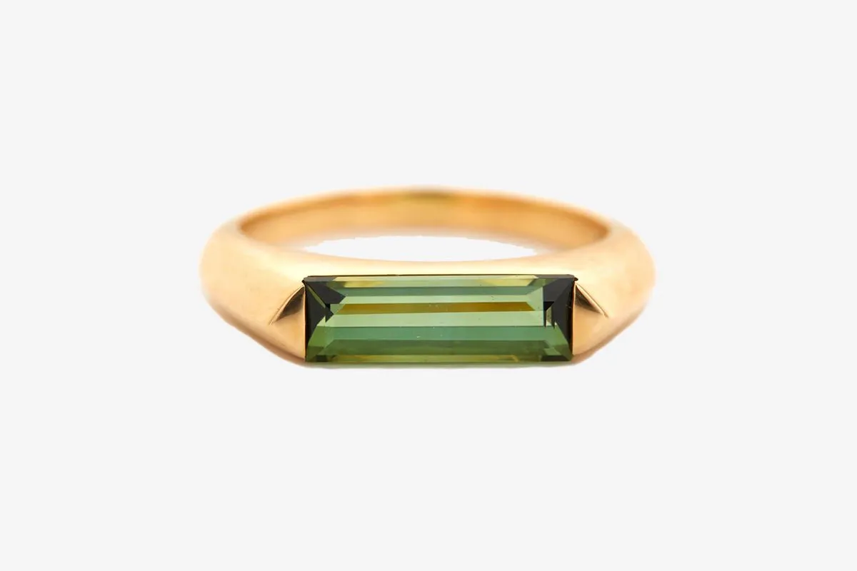 18k Gold Madison Tourmaline Bar Ring