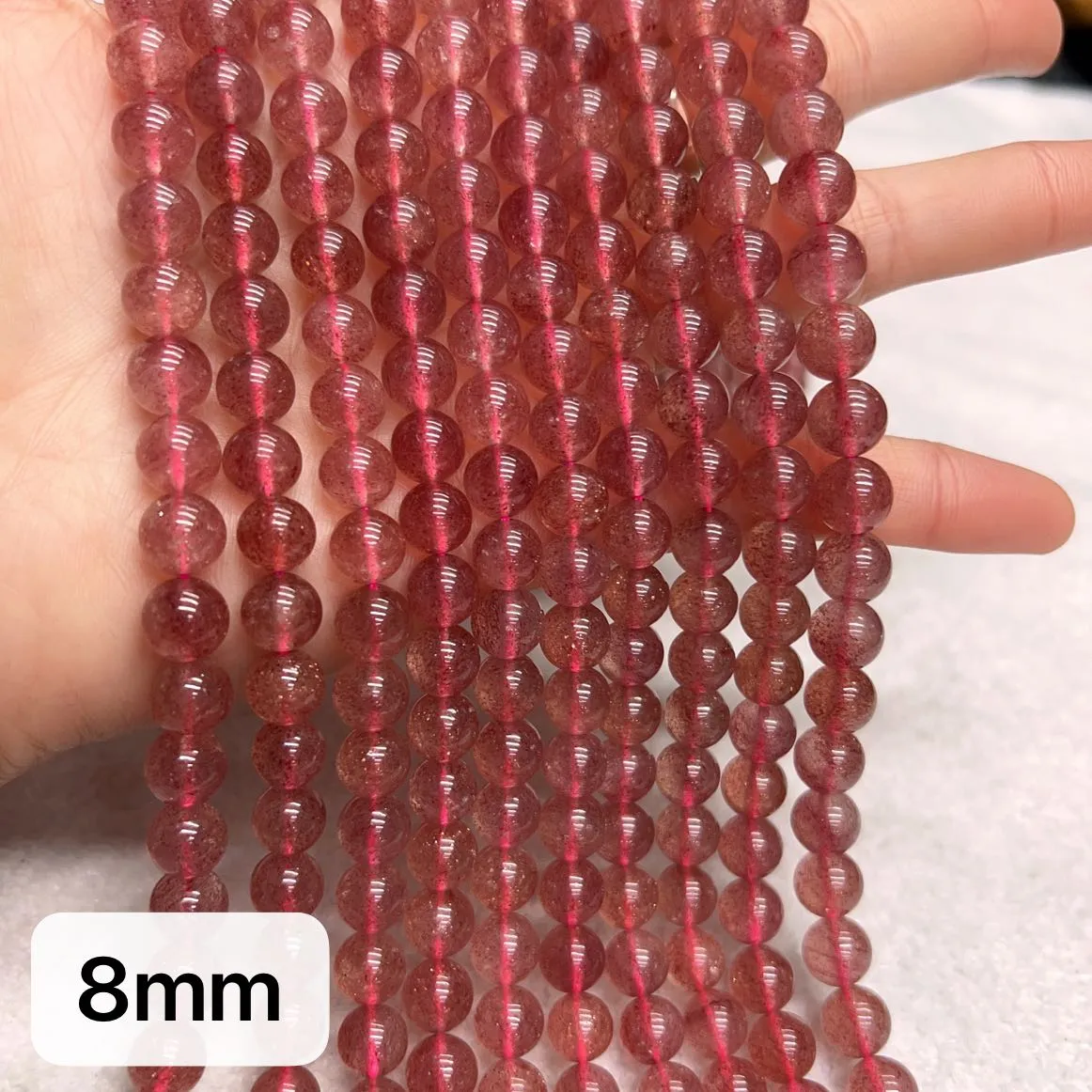 6mm 8mm 10mm Best Quality in Strands Natural Strawberry Quartz Round Bead Strands for DIY Jewelry Projects