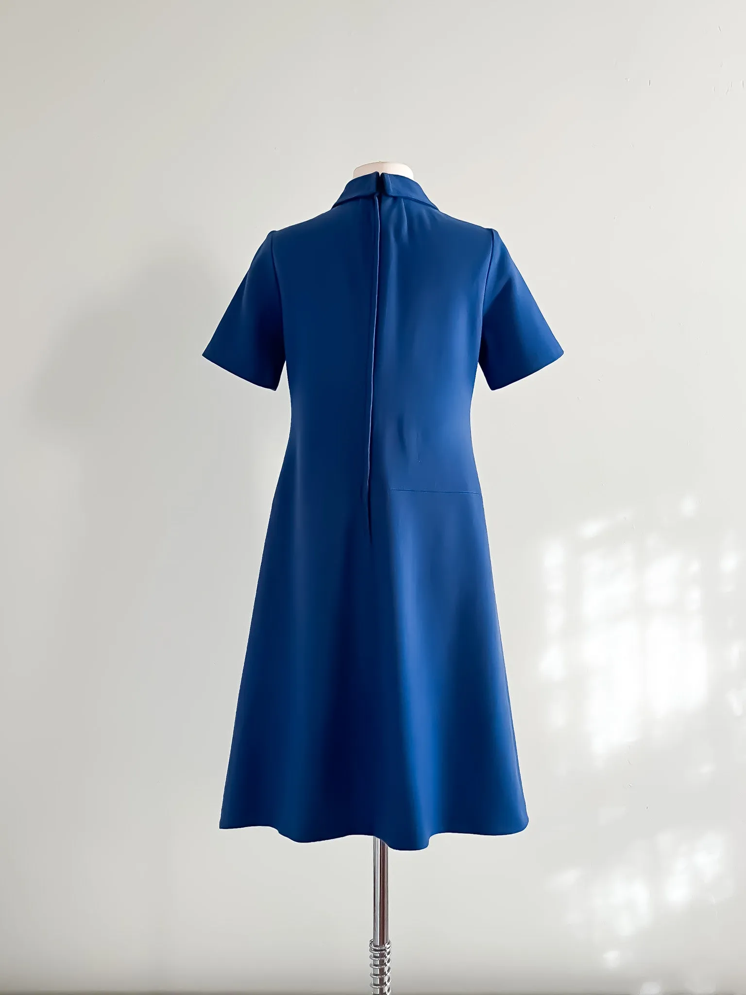 Absolutely Darling 1960's Periwinkle Wool Knit Mod Dress From Harrods / Sz M