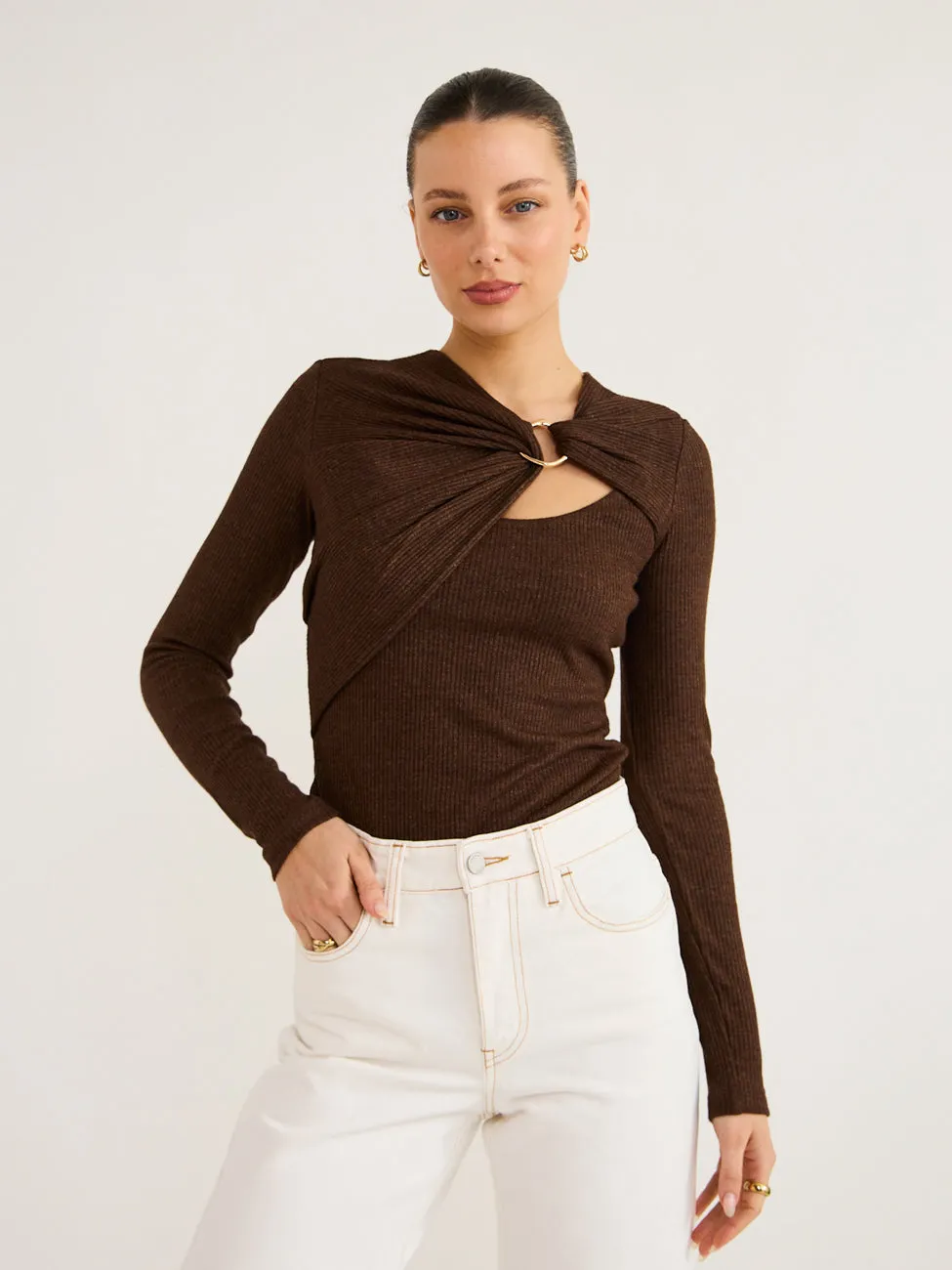 Acler Alfred Top in Dark Mocha