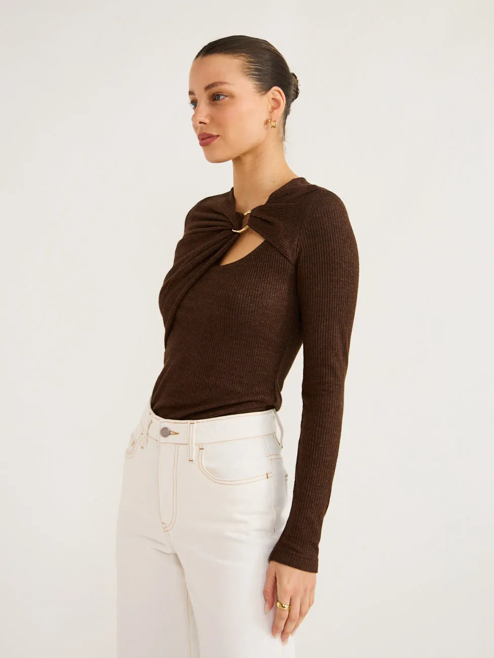 Acler Alfred Top in Dark Mocha