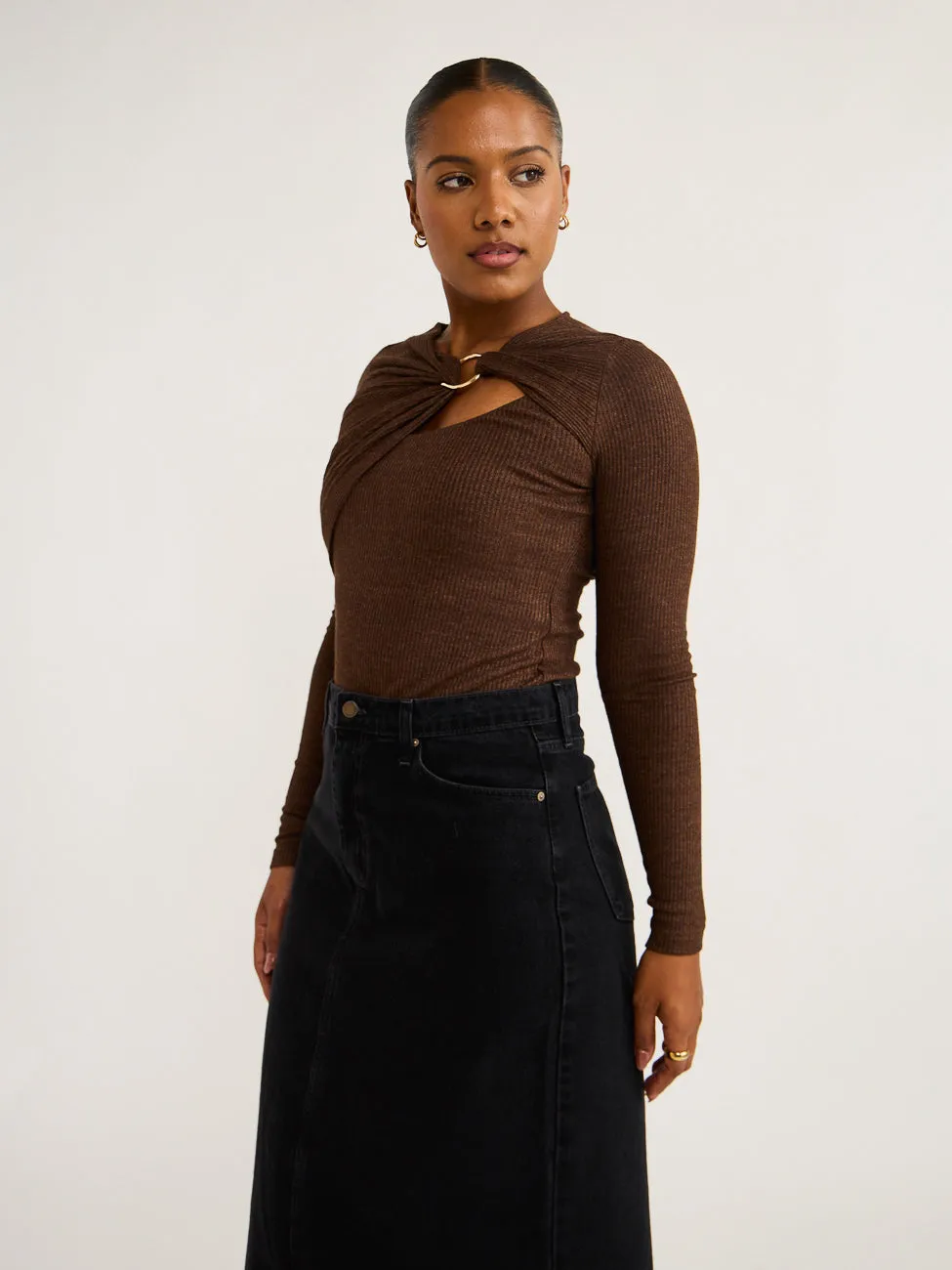 Acler Alfred Top in Dark Mocha