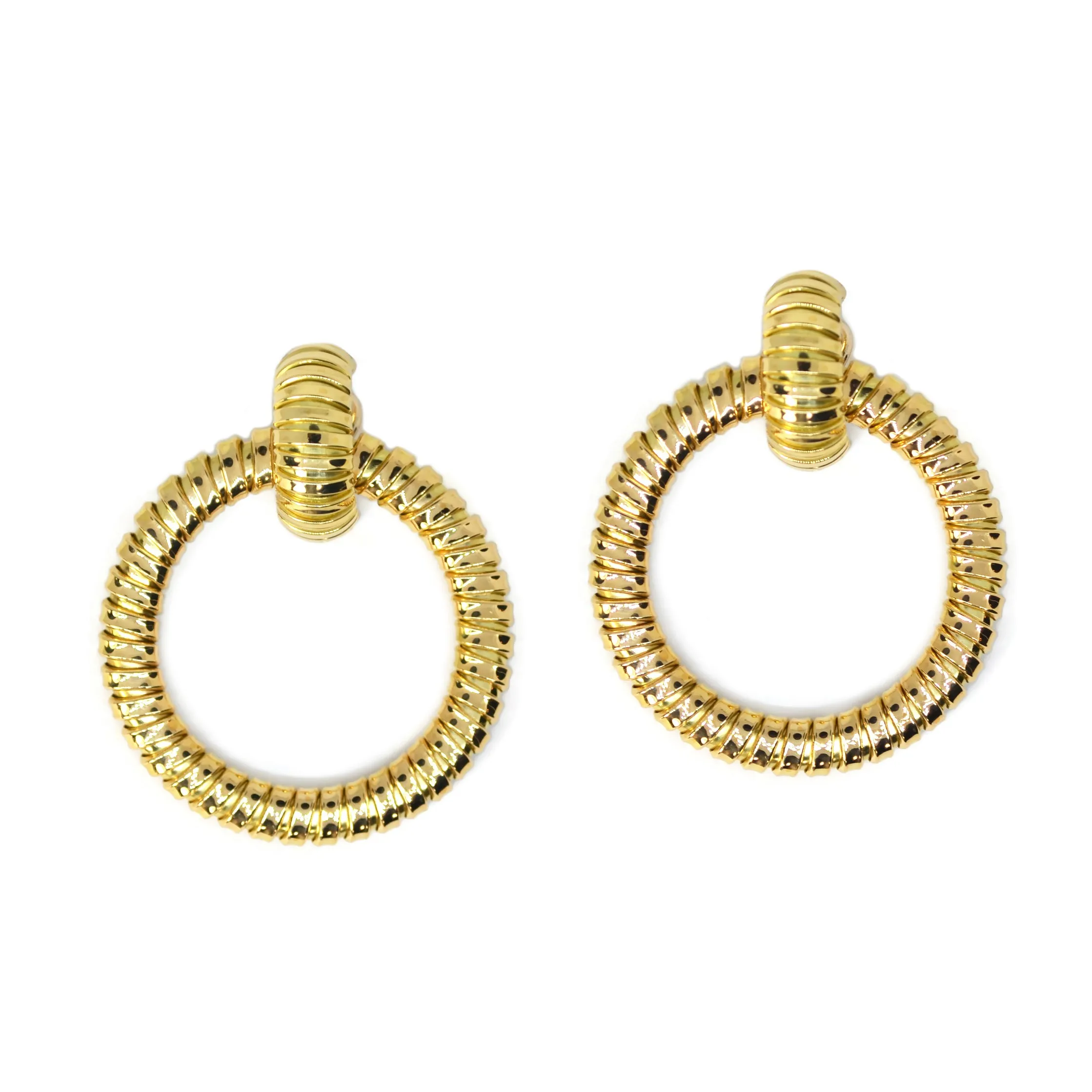 AFJ Gold Collection - Tubogas Hoop Drop Earrings, 18k Yellow Gold