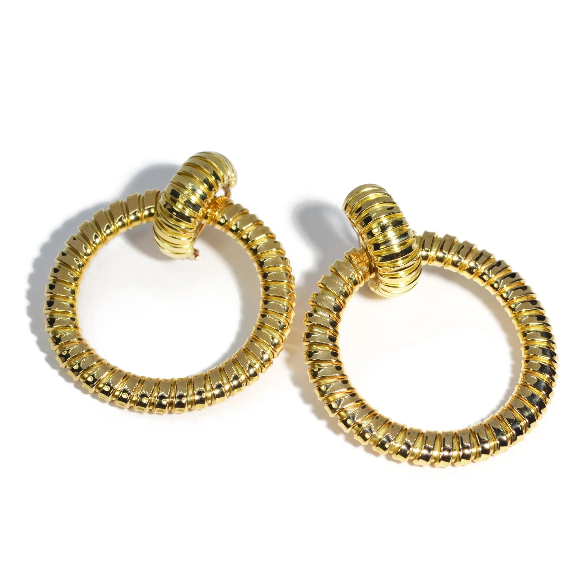 AFJ Gold Collection - Tubogas Hoop Drop Earrings, 18k Yellow Gold