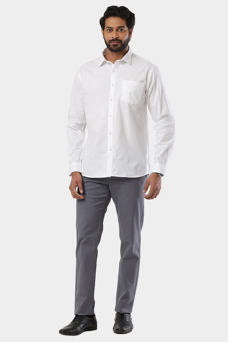 Amsler - 100% Cotton Slub Formal White Shirt For Men | Uathayam