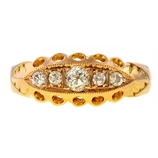 Antique Five Stone Diamond Band Ring, 0.20ctw.