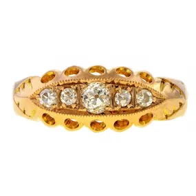 Antique Five Stone Diamond Band Ring, 0.20ctw.