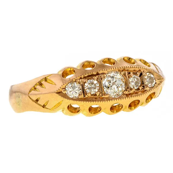 Antique Five Stone Diamond Band Ring, 0.20ctw.