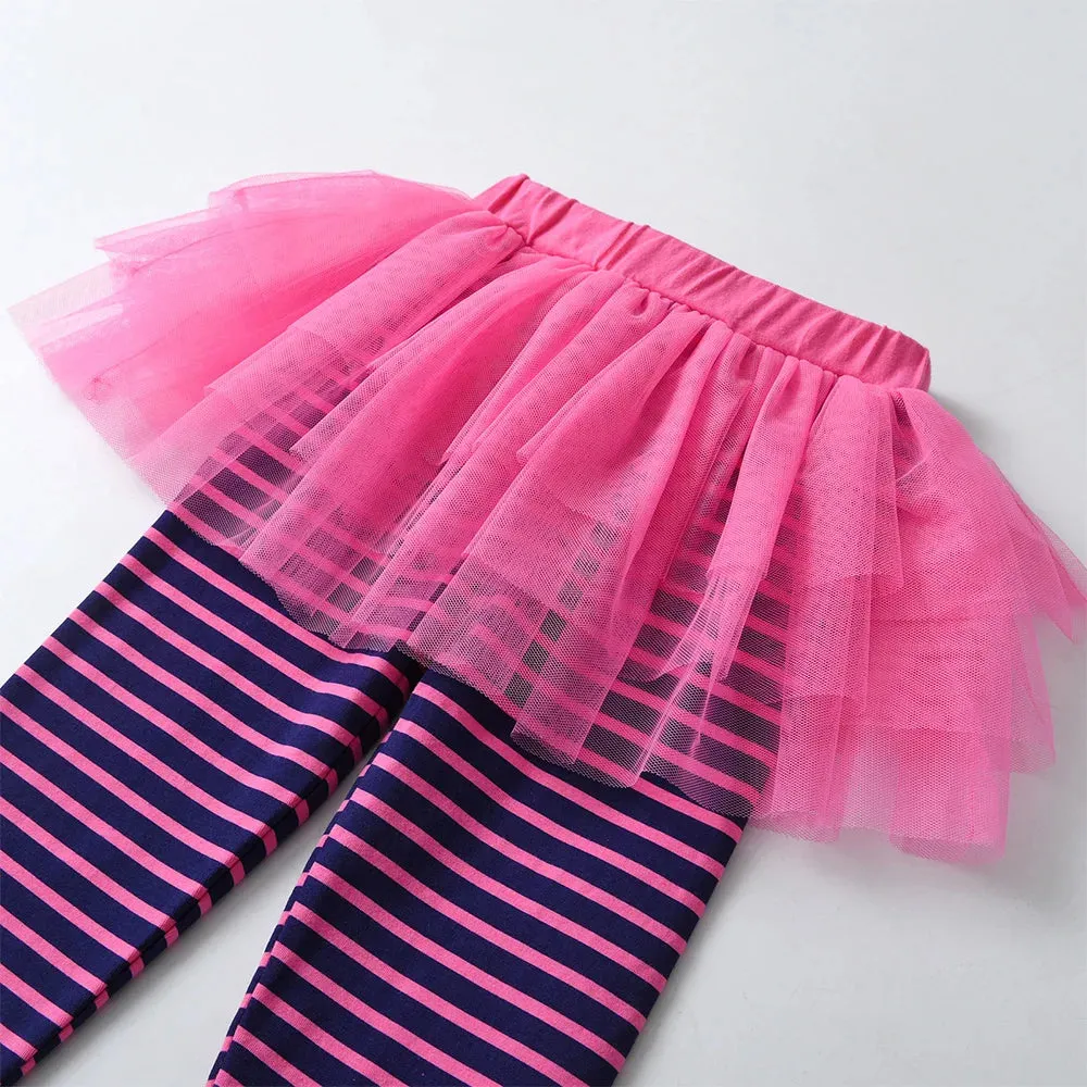 Baby Girl 3D Stripped Tutu Skirt Pants Set