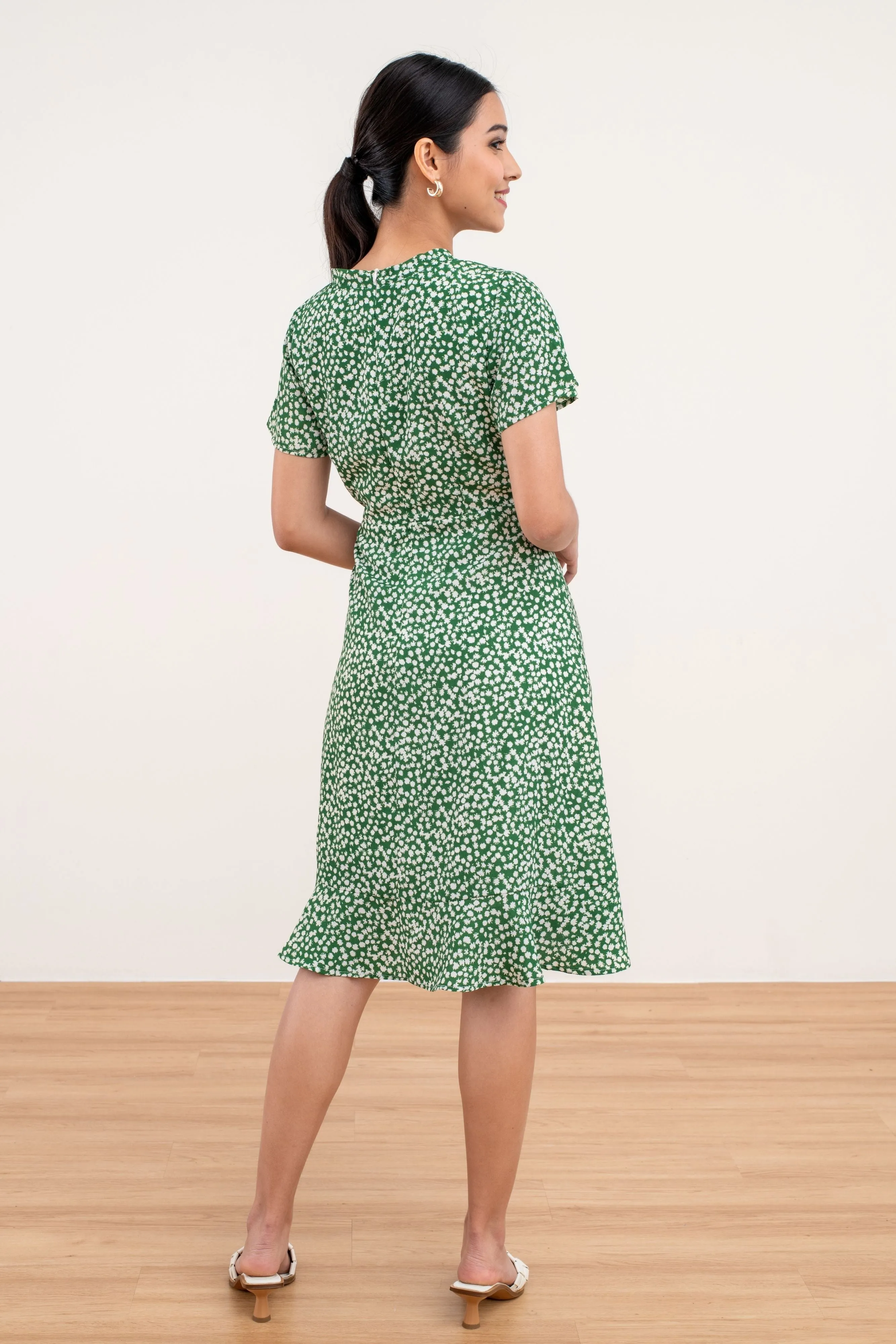 [Back in Stock] Erin Ruffle Wrap Dress in Green