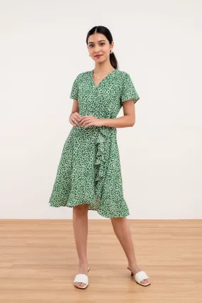 [Back in Stock] Erin Ruffle Wrap Dress in Green