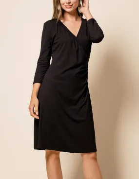 Bamboo Wrap Dress - Black- Small Only