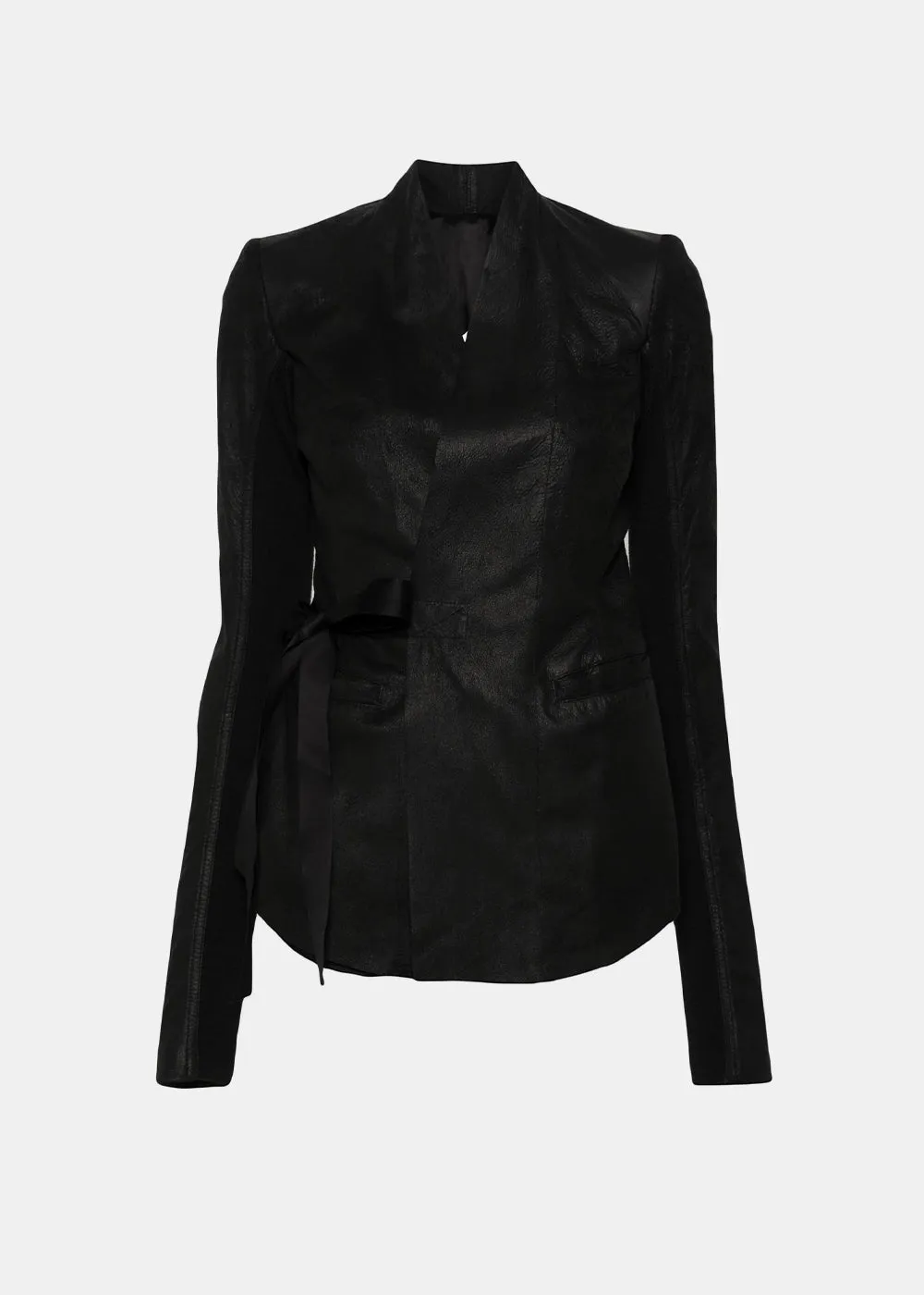 Black Cracked-Effect Leather Jacket