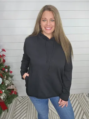 BLACK HOODIE LONG SLEEVE TOP