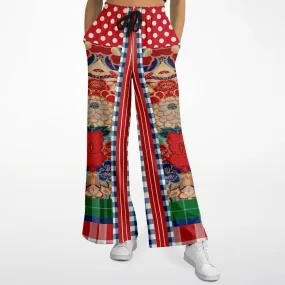 Busan Fleur Red Floral SW Eco-Poly Stretchy Phat Bellbottoms