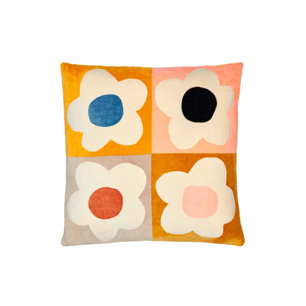 Castle Floral Block Velvet Cushion