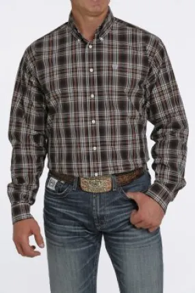 Cinch Men's Plaid Button Down - Brown