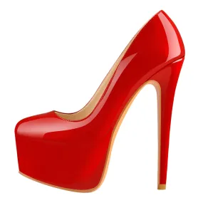 Classic Round Toe Platform Pumps Chunky Heels