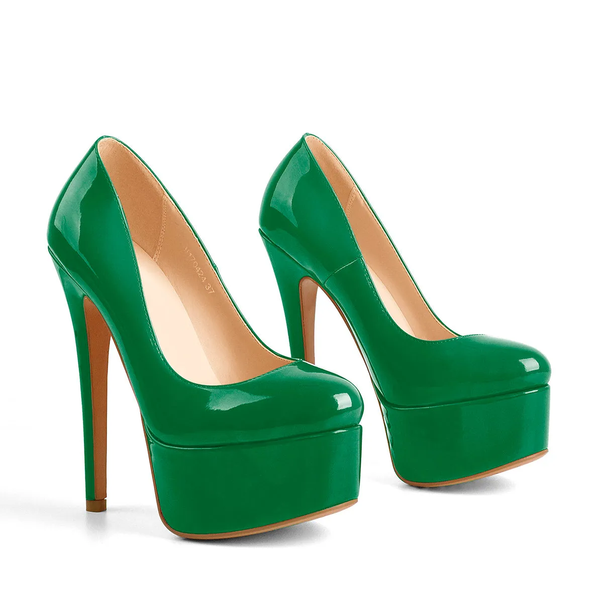 Classic Round Toe Platform Pumps Chunky Heels