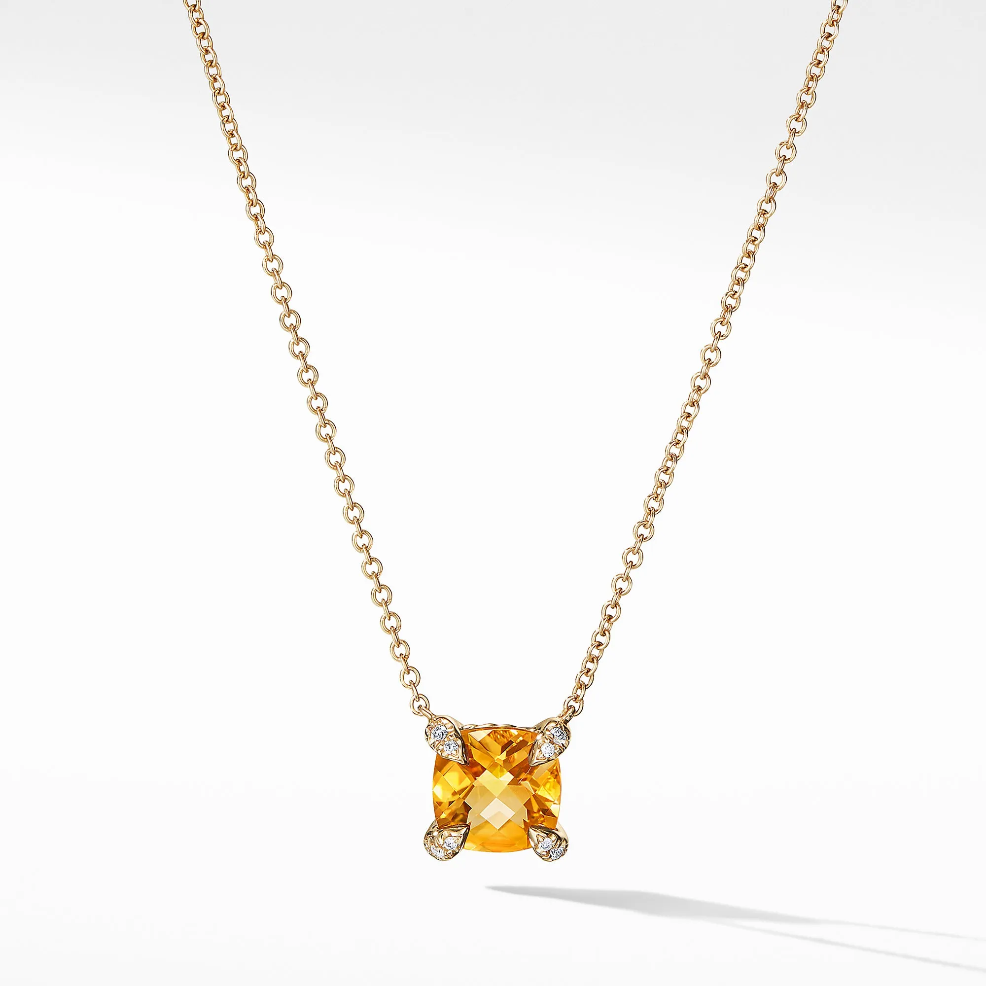 David Yurman Chatelaine Necklace 7MM with Citrine and Diamonds in 18k Gold