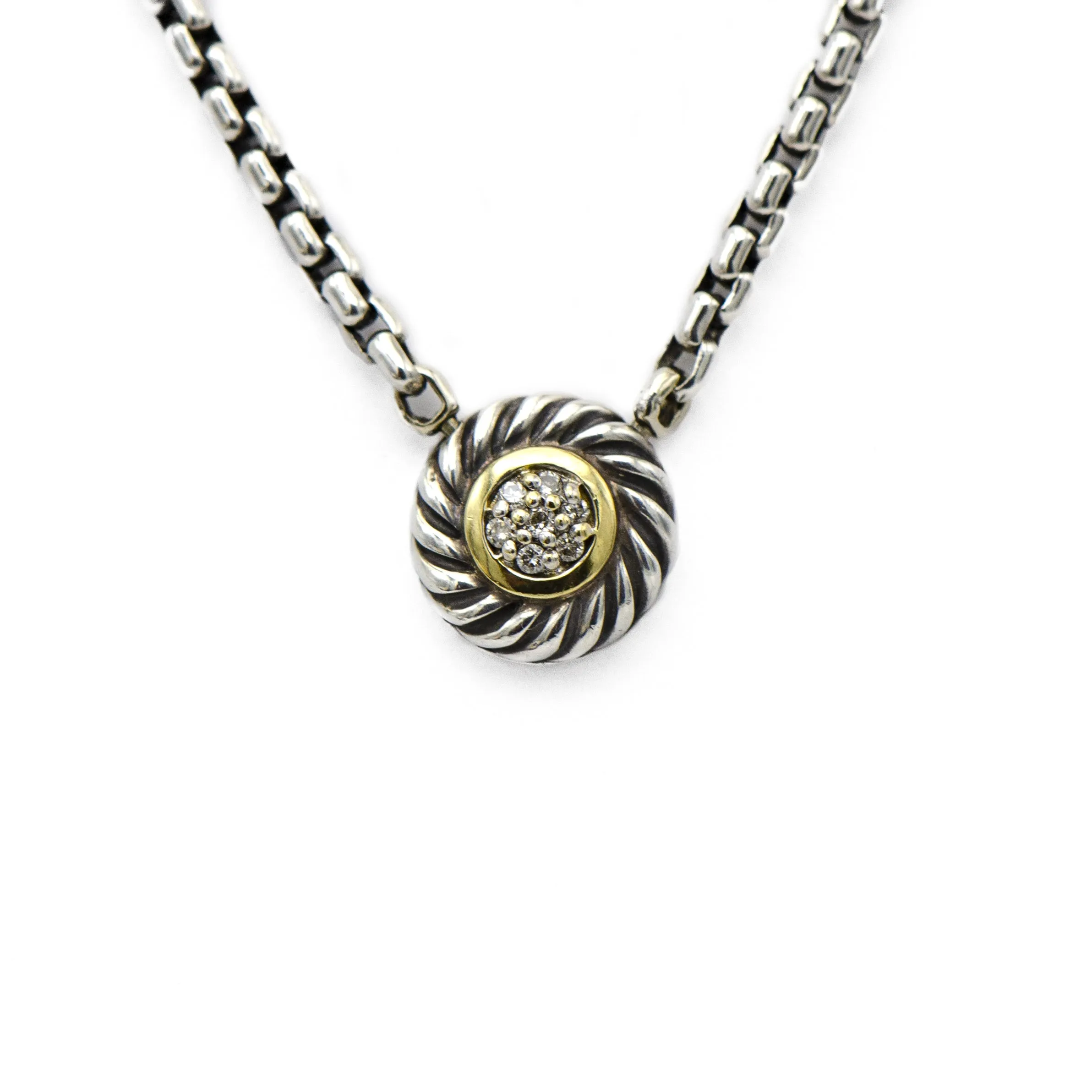 David Yurman Diamond Cookie Pendant Necklace