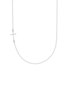 Diamond Sideways Cross Necklace 14K