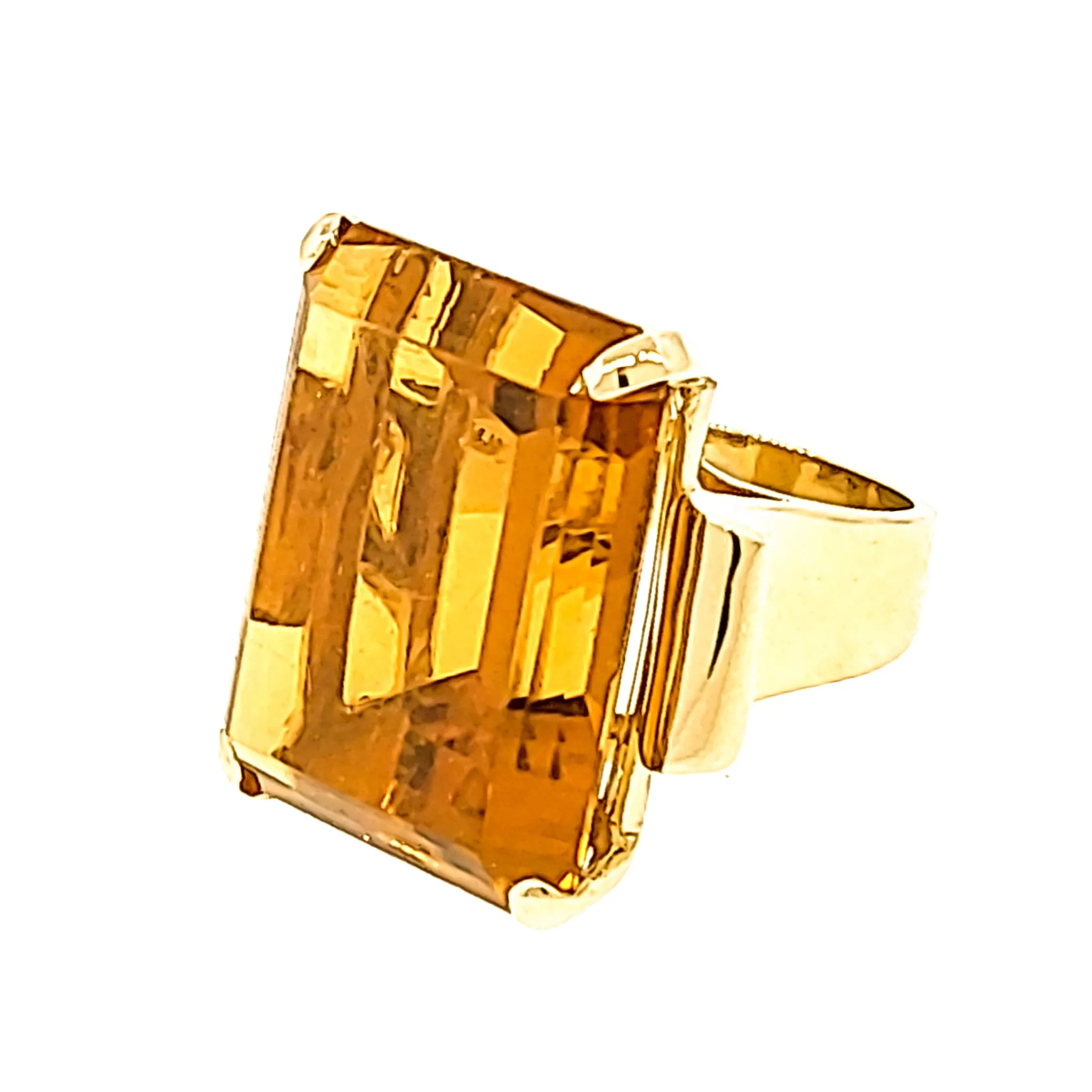 Emerald Cut Citrine Ring