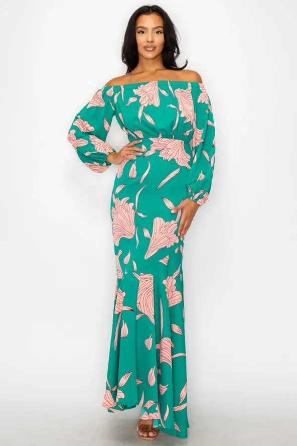 Floral Off Shoulder Maxi Dress