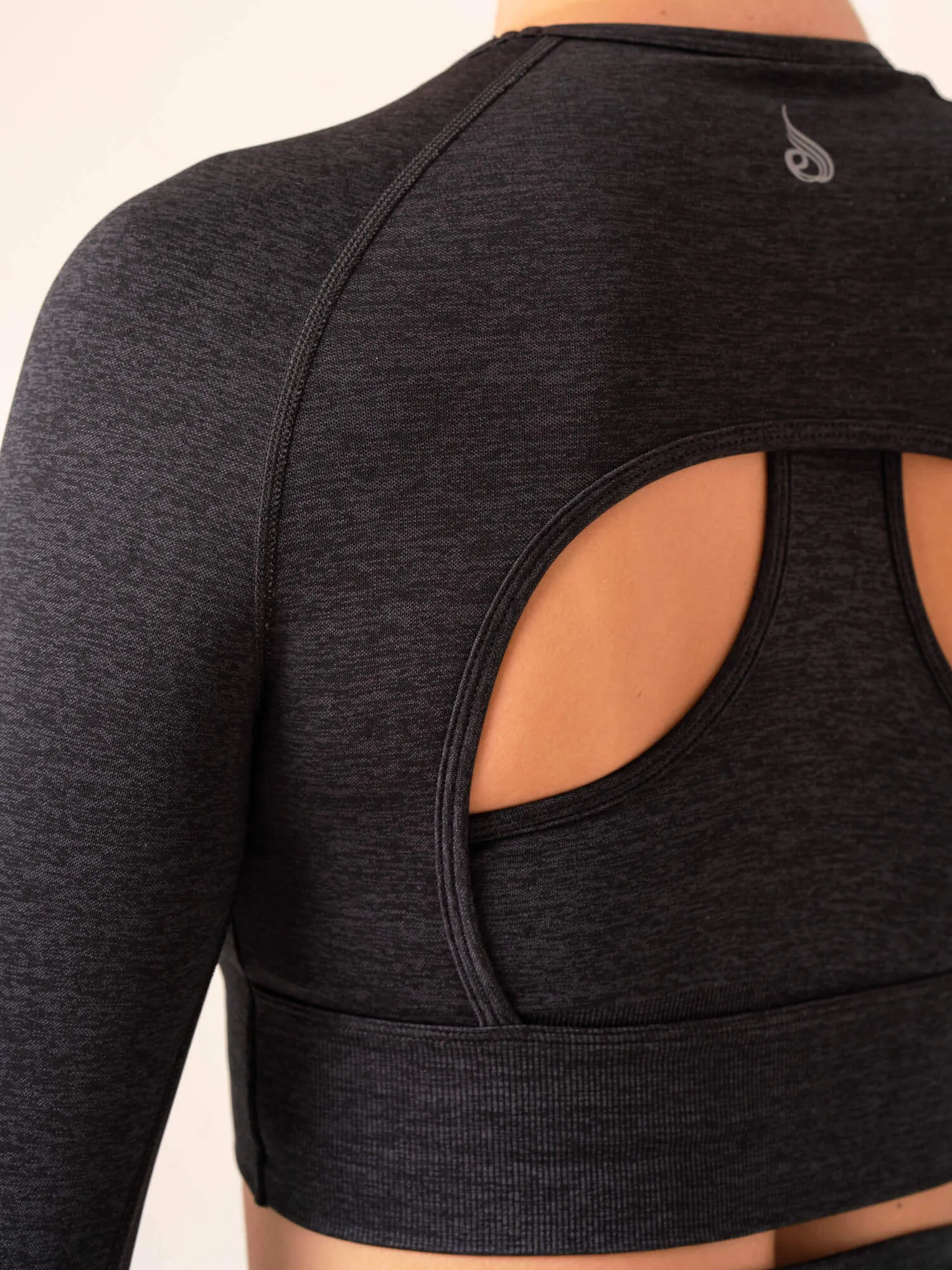 Focus Seamless Long Sleeve Top - Black Marl