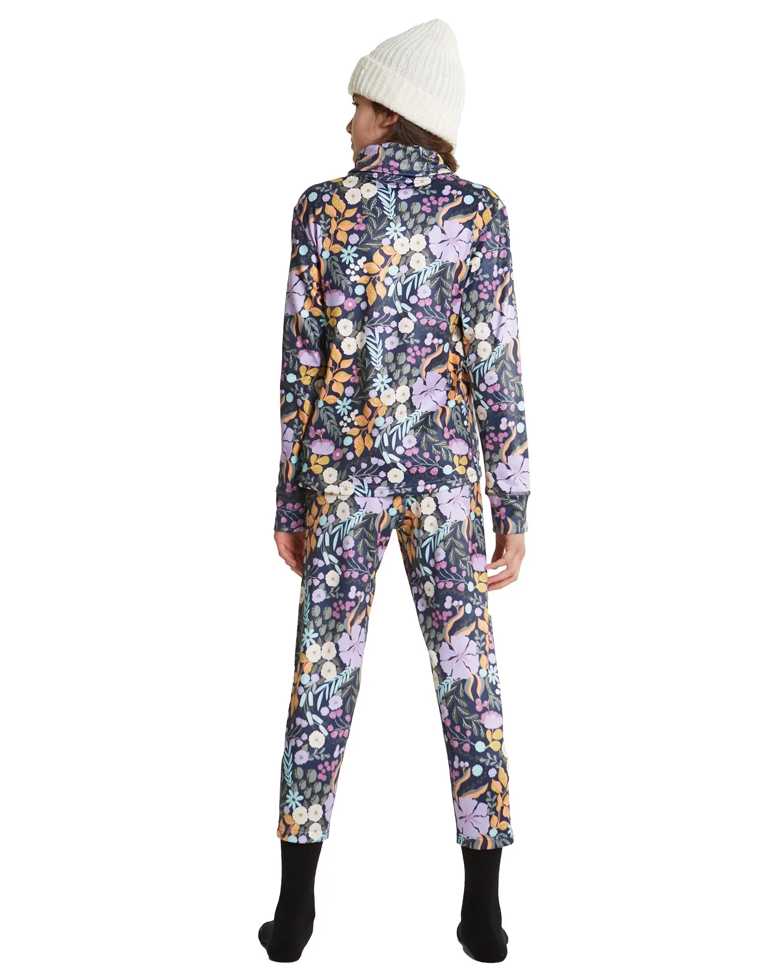 GIRLS CAPRI FUNNEL NECK - MULBERRY FLORAL