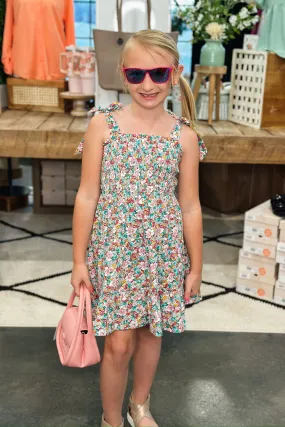 Kids Floral Print Midi Dress