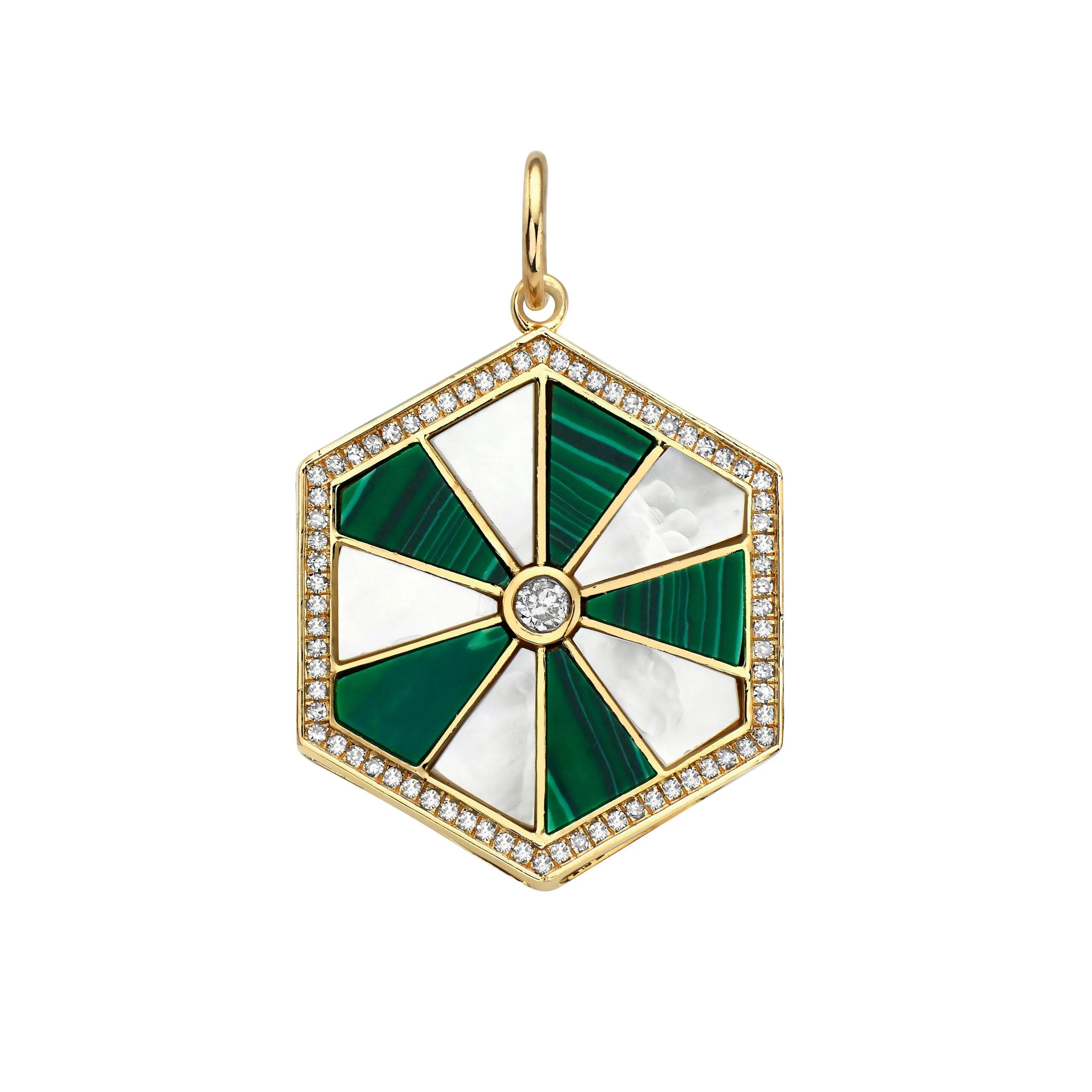 Lionheart -  Harmonia Hexagon Charm with Diamonds, Yellow Gold