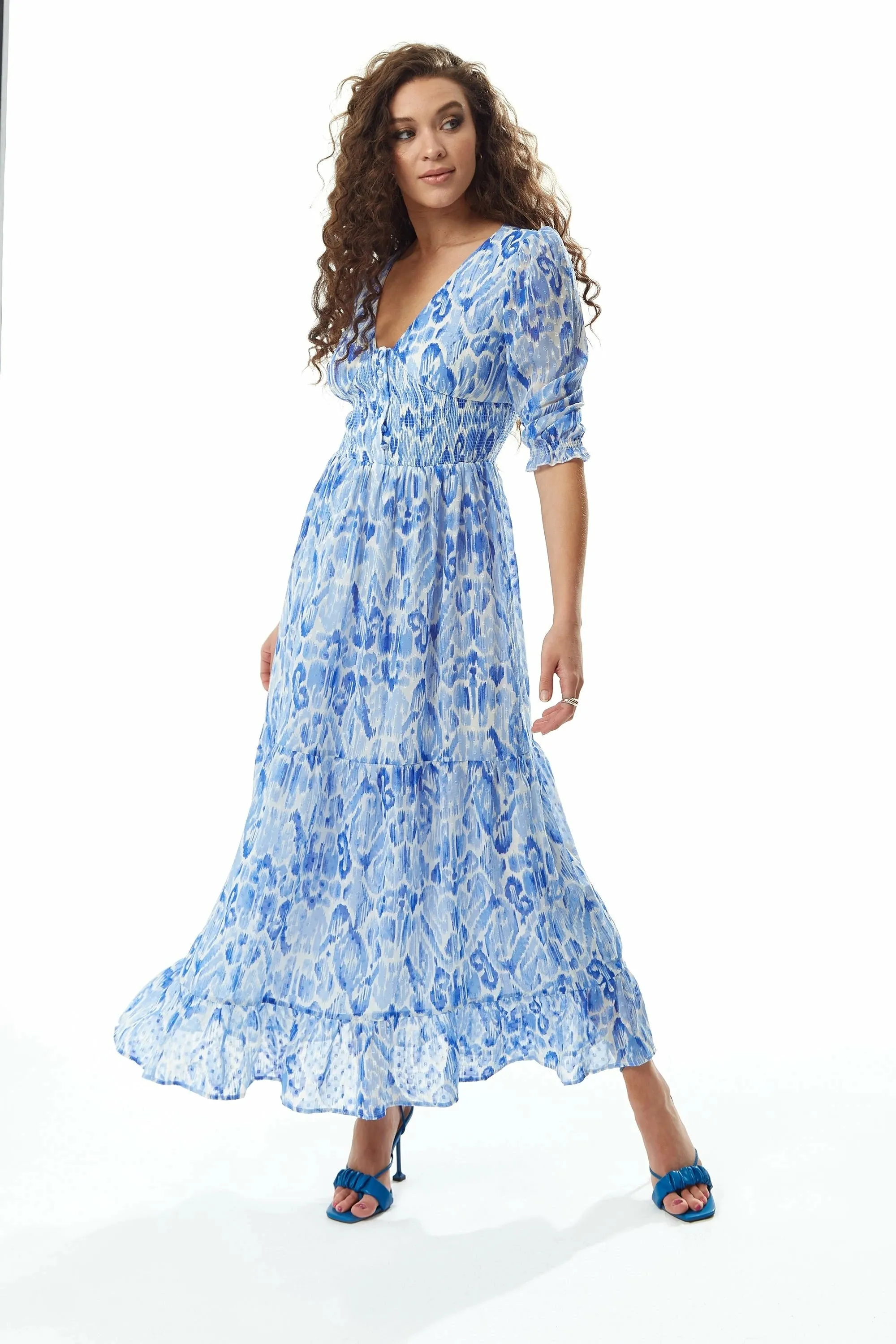 Liquorish Floral Maxi Chiffon Dress