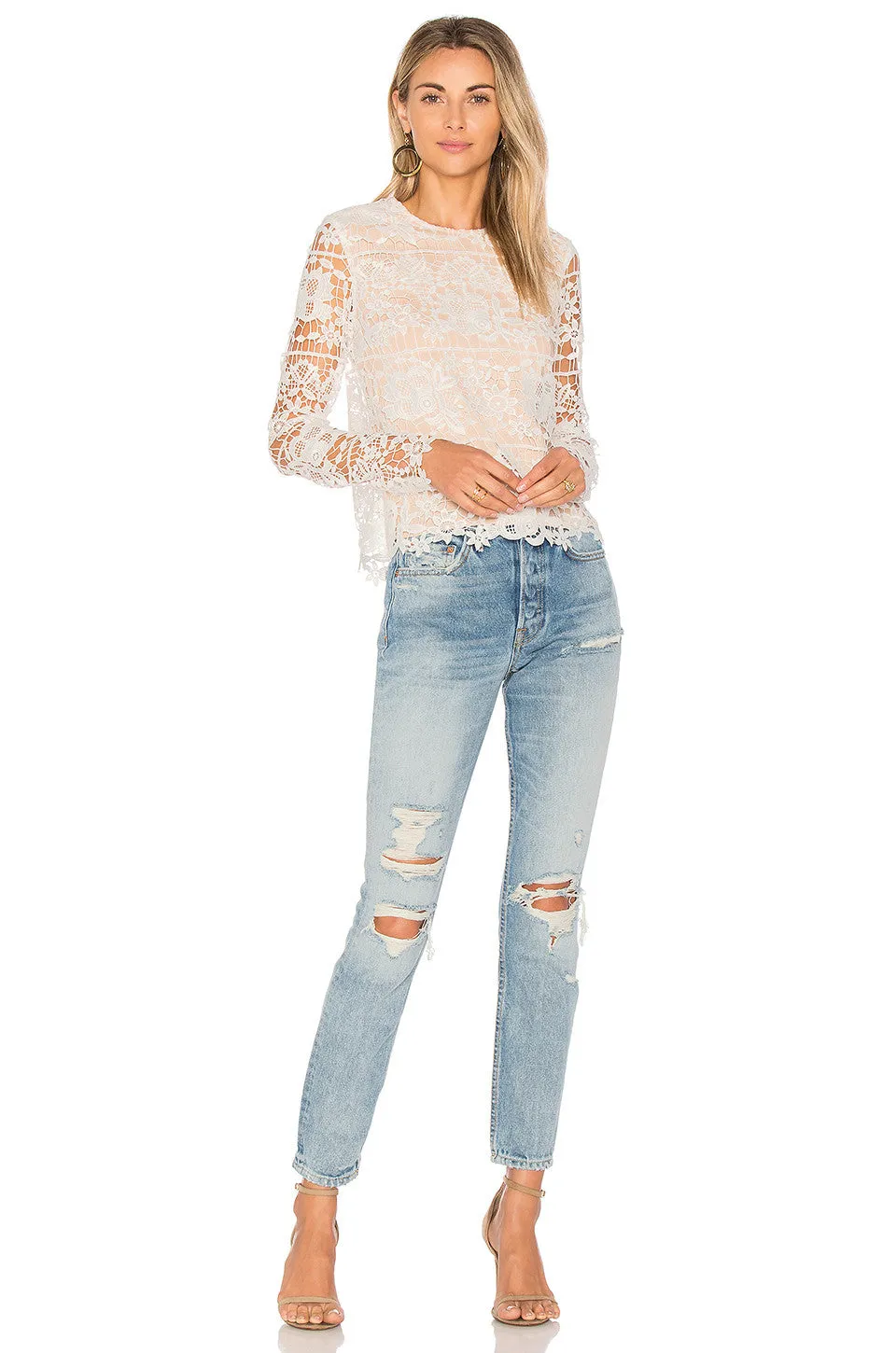 Lovers   Friends Lotus White Lace Top