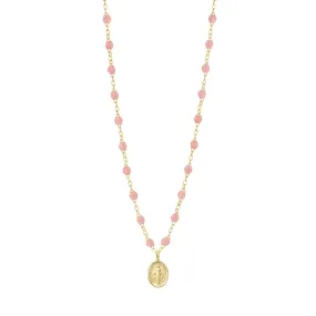 Madone Charm Classic Gigi Blush necklace, Yellow Gold, 16.5"