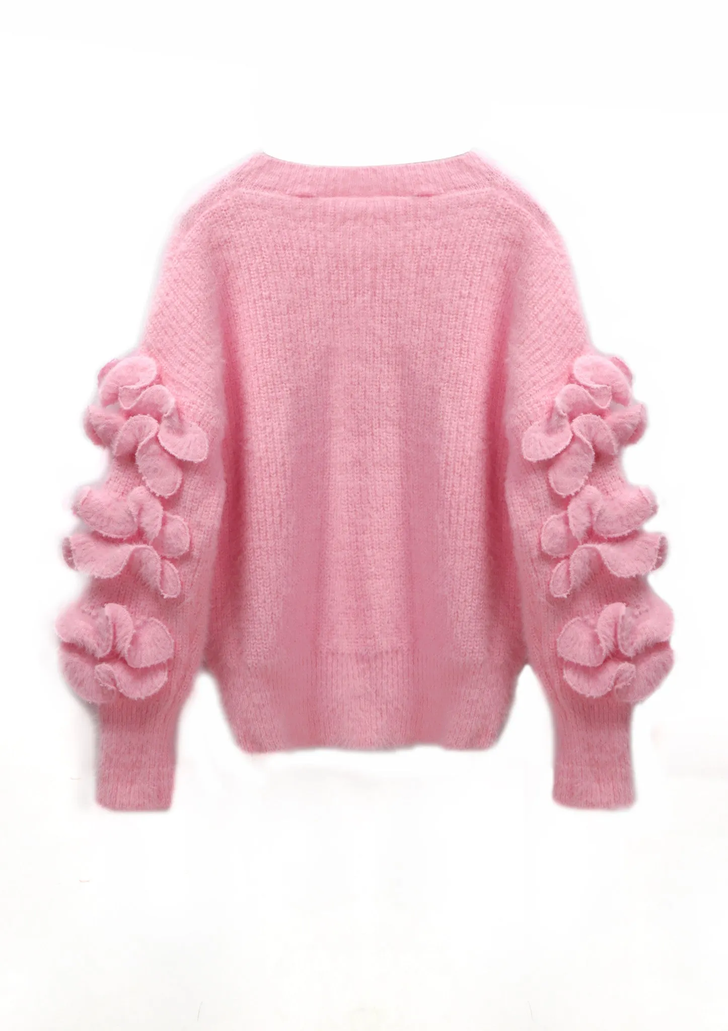 Mohair Ruffled Sleeve Short Sweater