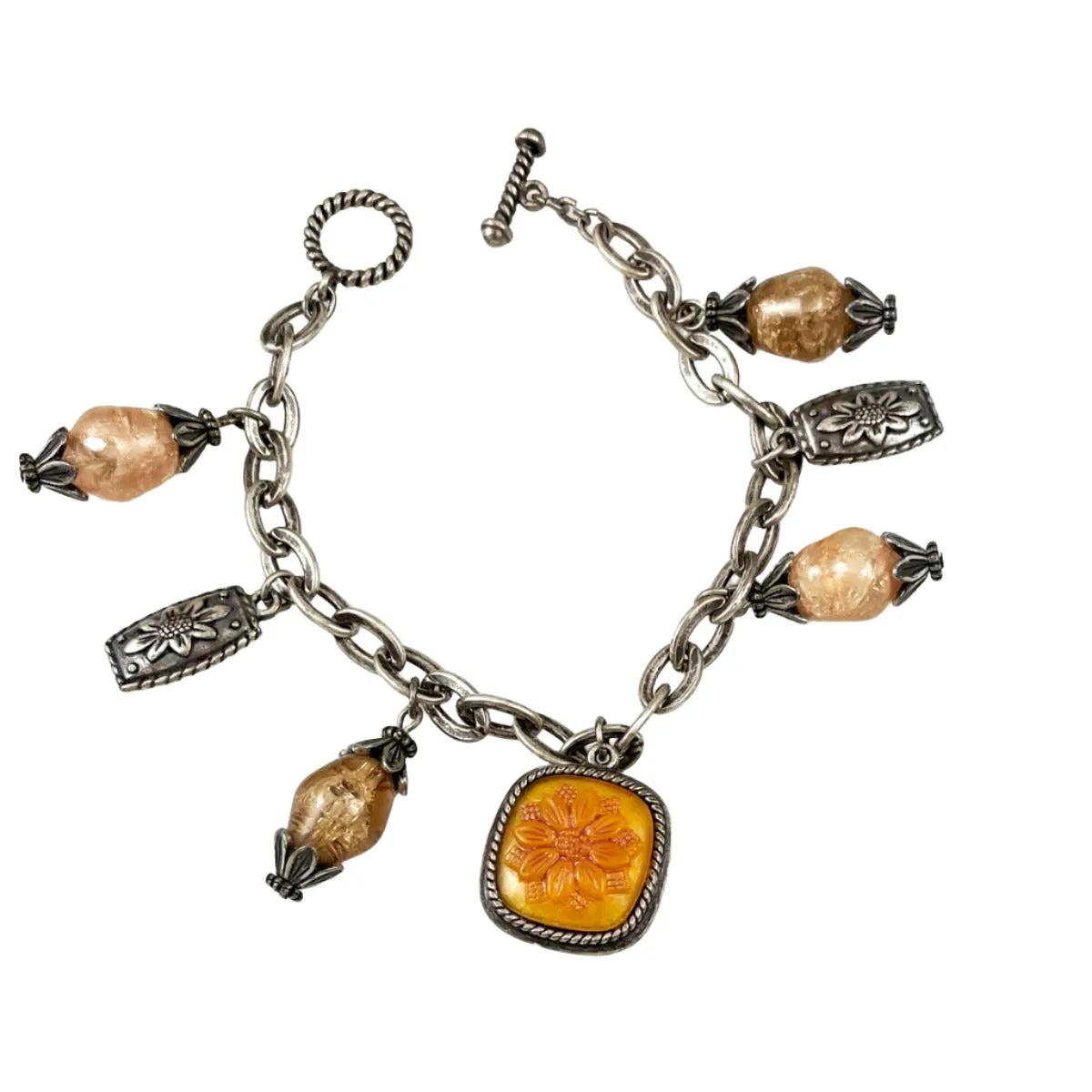 Napier Floral Glass Charm Bracelet