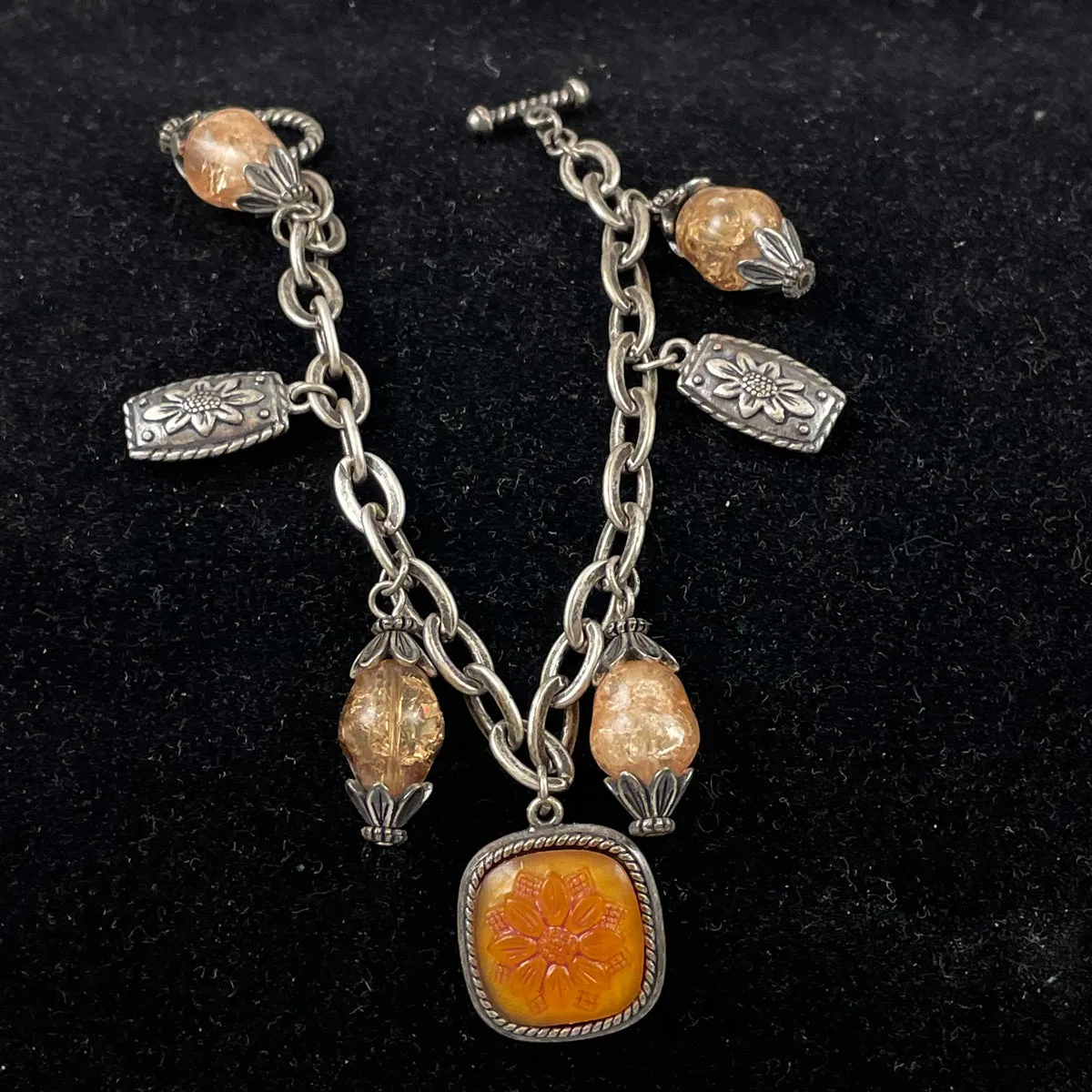 Napier Floral Glass Charm Bracelet