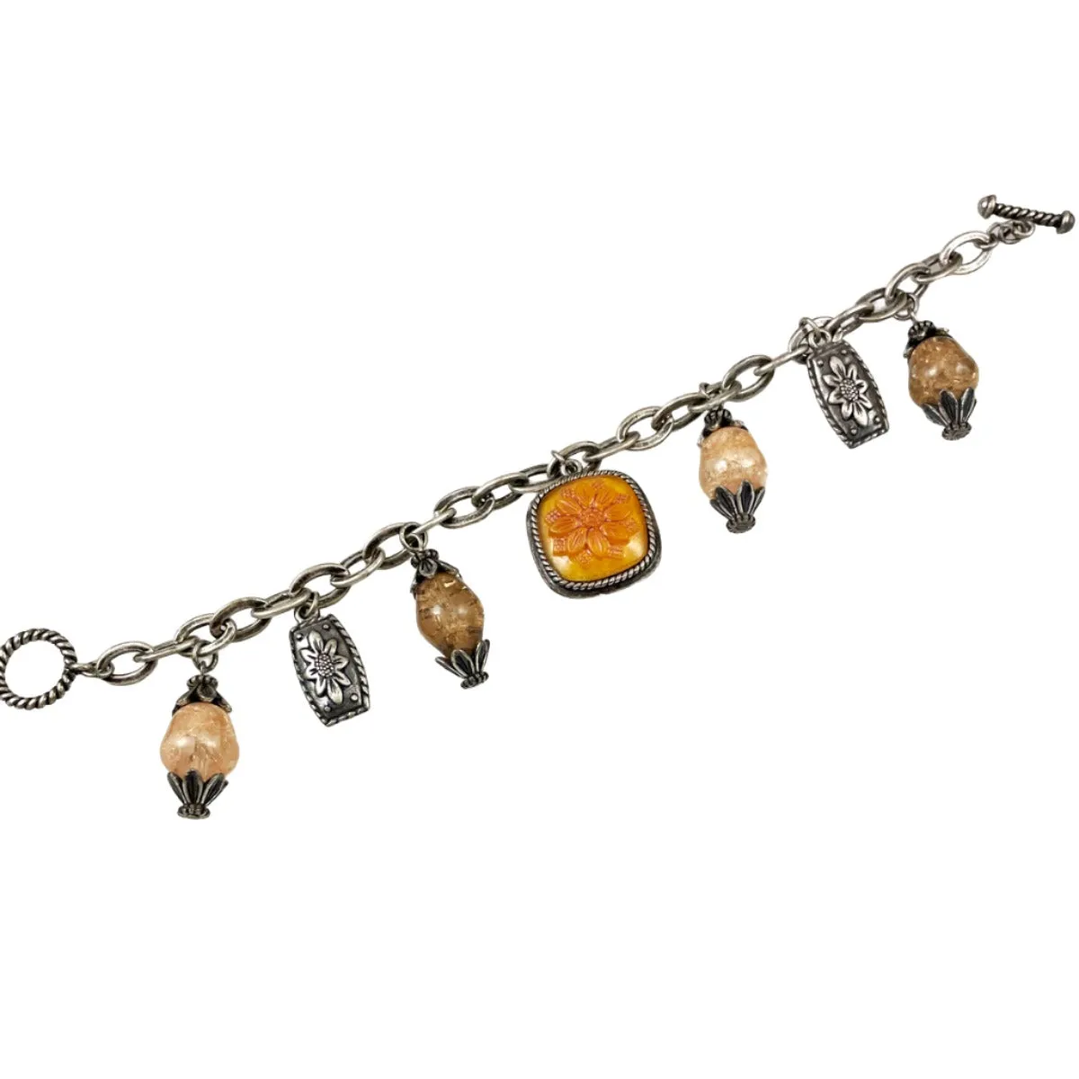 Napier Floral Glass Charm Bracelet