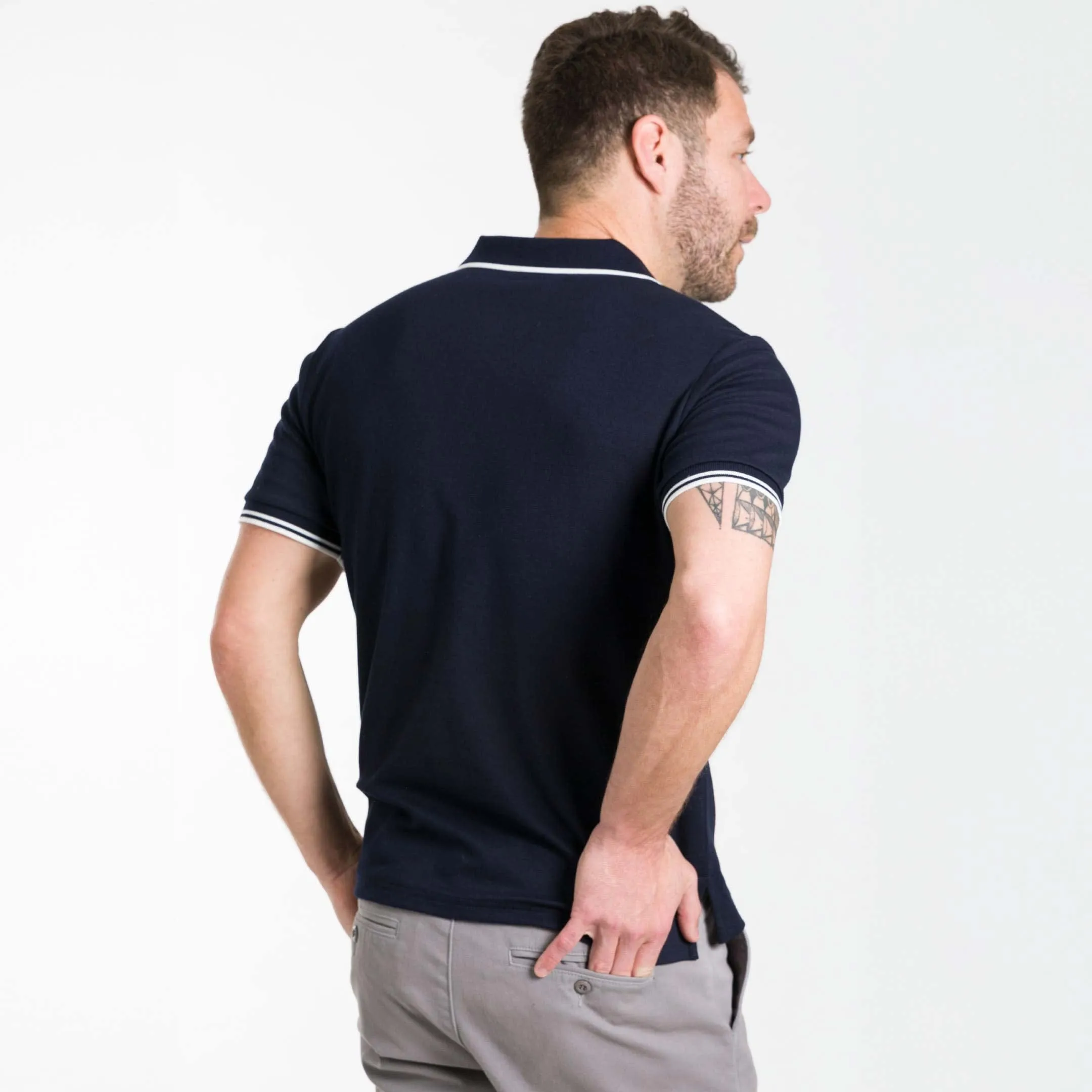 Navy Micro Pique Polo