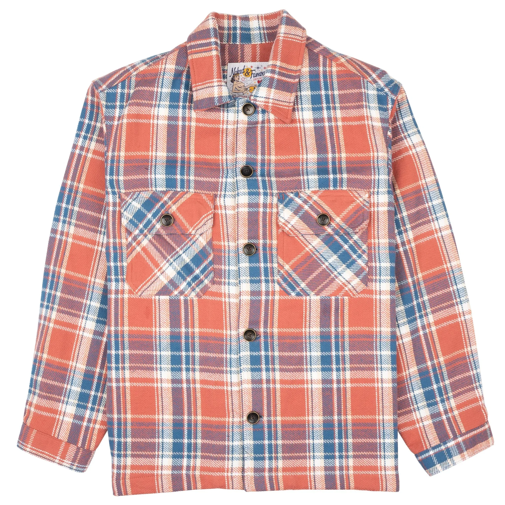 Over Shirt - Triple Yarn Twill Check Brush - Red