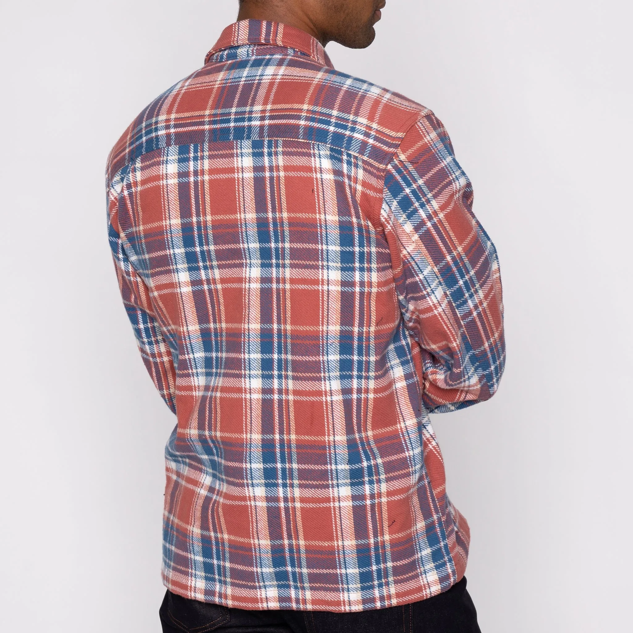 Over Shirt - Triple Yarn Twill Check Brush - Red