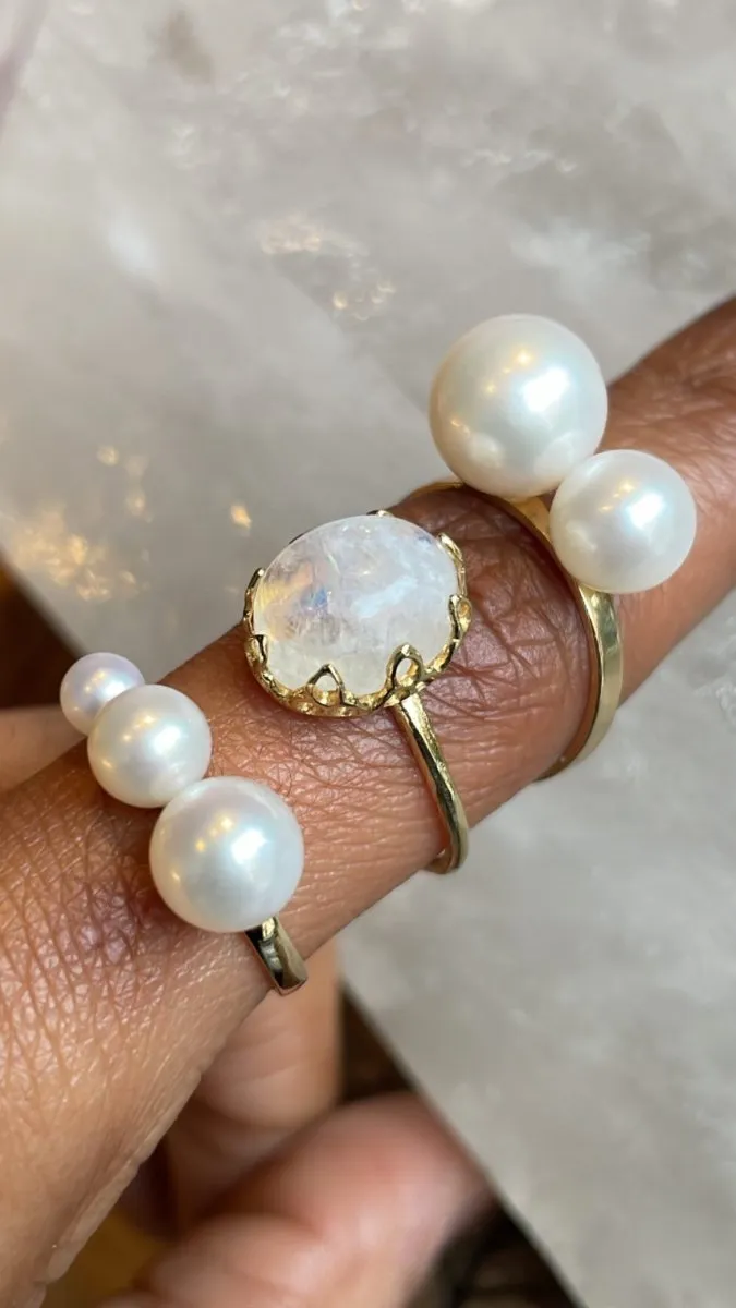  Poppy Finch 14k Gold Double Pearl Ring 