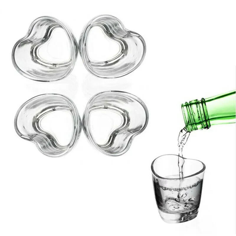 Pure Heart Soju Shot Glasses 4 Sets traditional vodka Bar Party Korean Whiskey Shochu Kitchen Dining Home Gifts