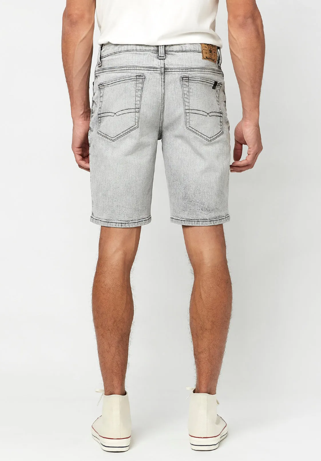 Relaxed Straight Dean Acid Creased Grey Shorts - BM22773