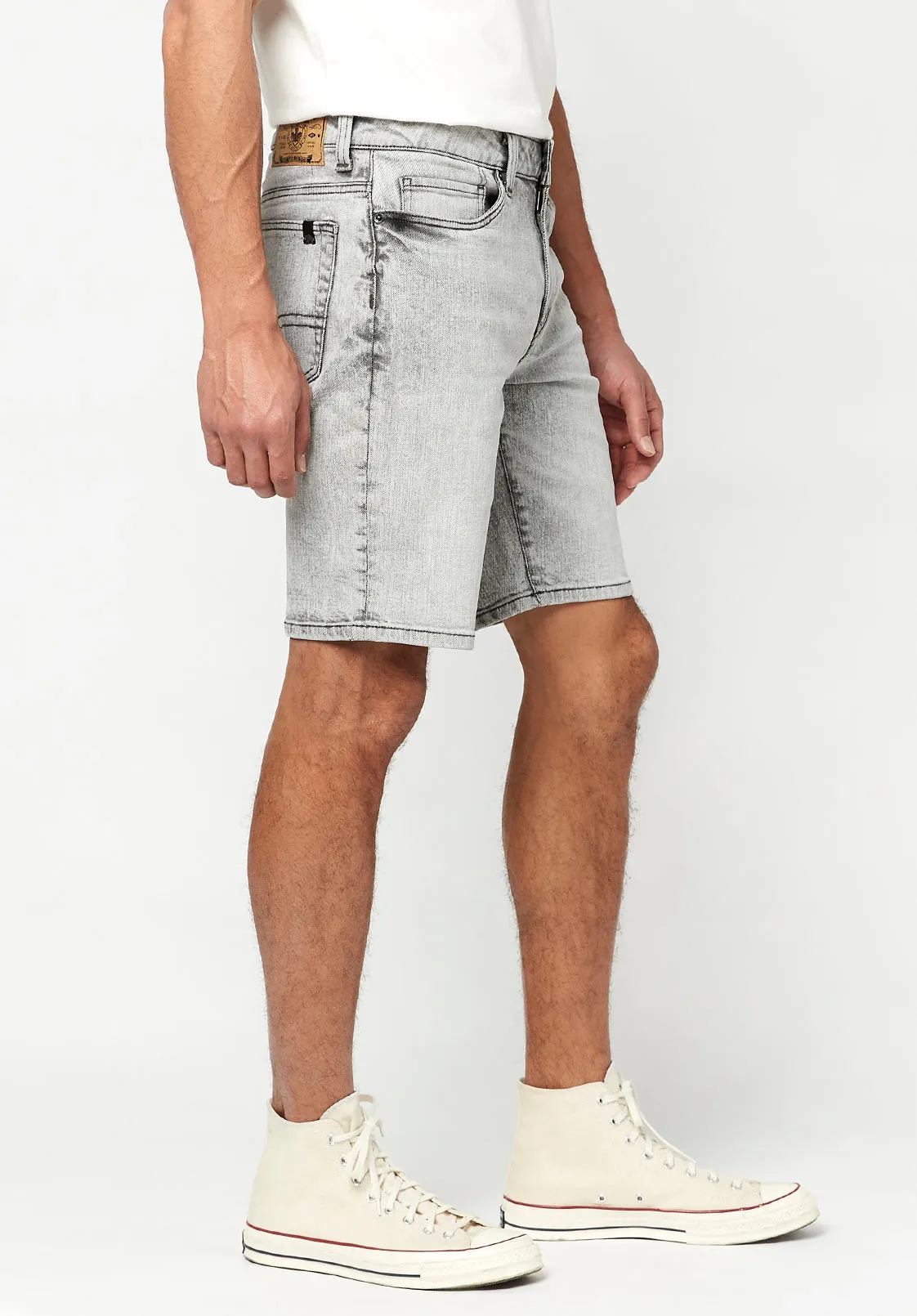 Relaxed Straight Dean Acid Creased Grey Shorts - BM22773