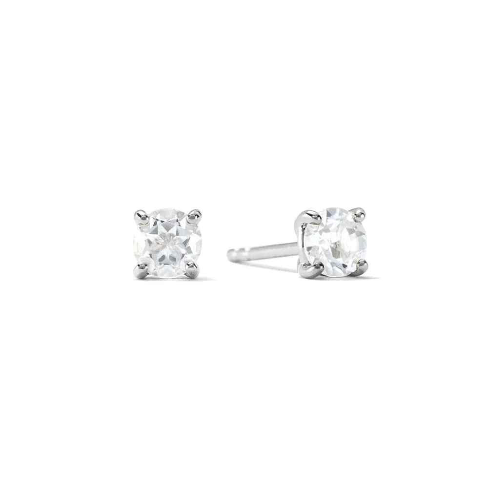 Round White Sapphire Stud Earrings